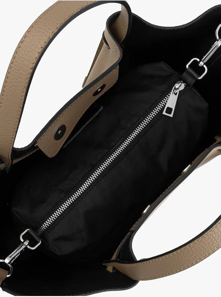 Dunkelbeige große Handtasche