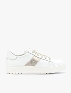 Weiße Lederhalbschuhe mit Platinriemen