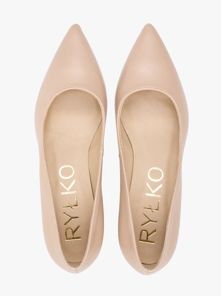 Beigefarbene Velours-Pumps