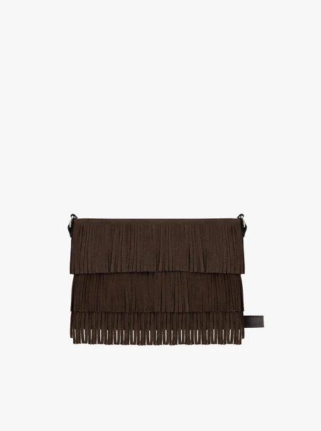Dunkelbraune Handtasche mit Fransen