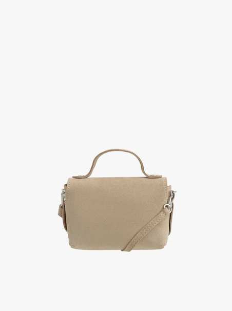 Kleine Handtasche aus Velours in Beige