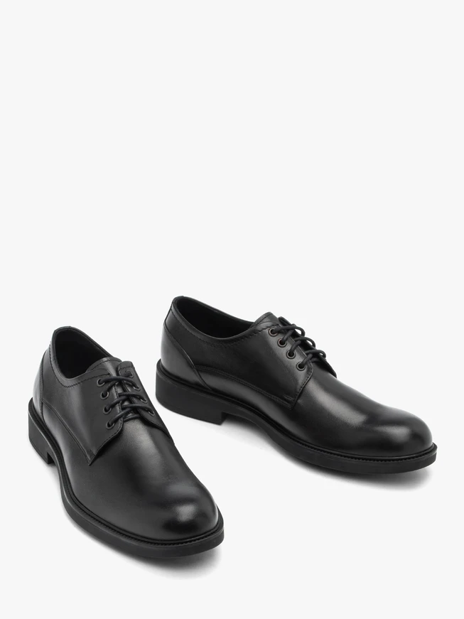 Schwarze Herren Schnürhalbschuhe aus Leder