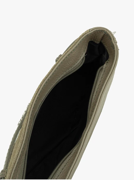 Kleine Lederhandtasche in Olive