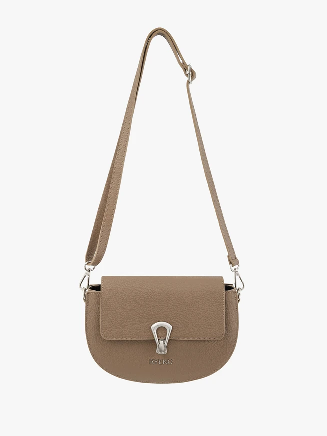 Dunkelbeige Handtasche mit dekorativer Schnalle