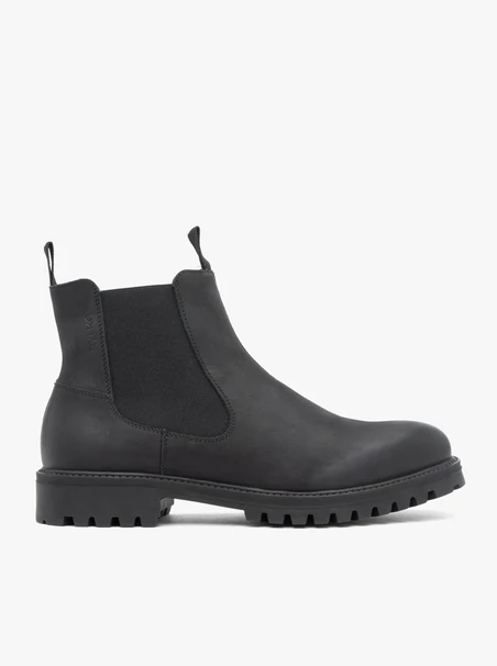 Schwarze Nubukleder-Pantoffeln
