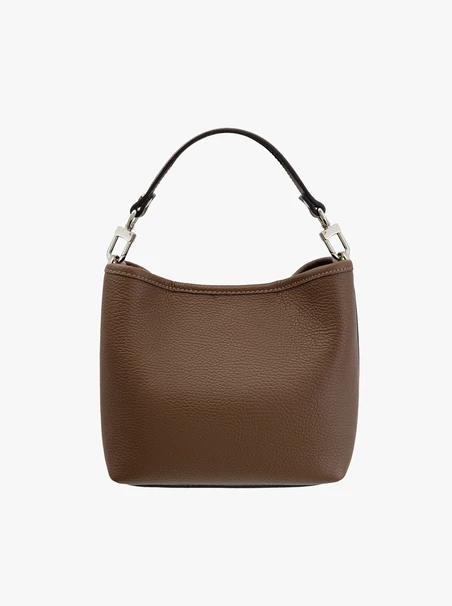 Handtasche aus braunem Leder und Velours