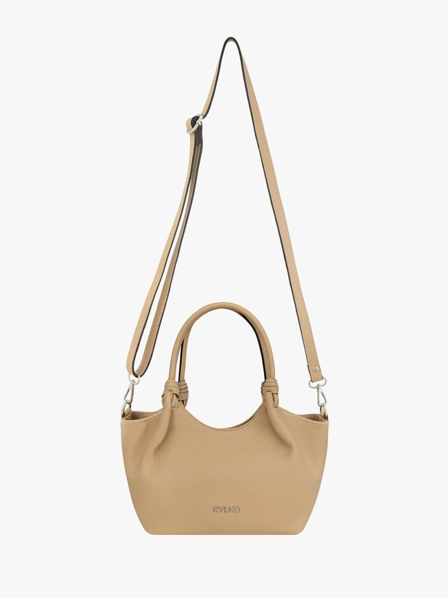 Beige leicht zerknitterte Handtasche