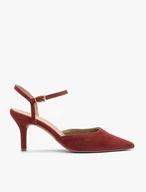 Kastanienbraune Slingback-Pumps ohne Absatz