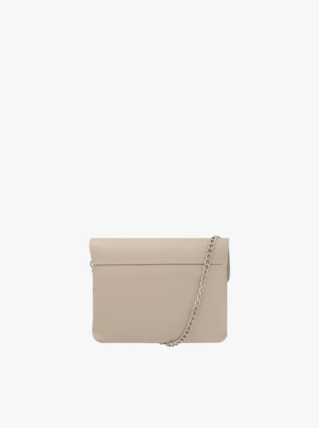 Beigefarbene Kupplungstasche mit Kette