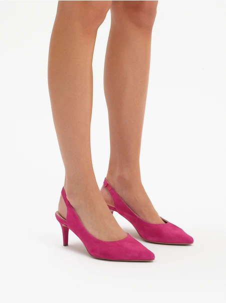 Fuchsiafarbene Slingback-Pumps
