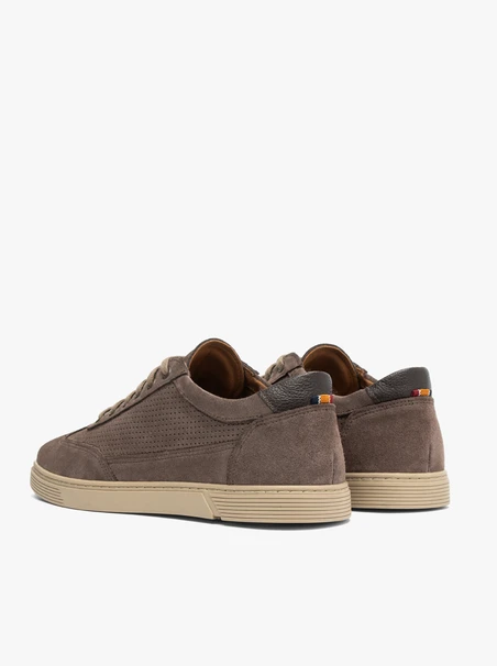 Dunkelbraune Veloursleder Schnürhalbschuhe