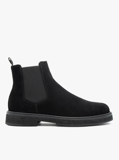 Schwarze Veloursleder-Pantoffeln