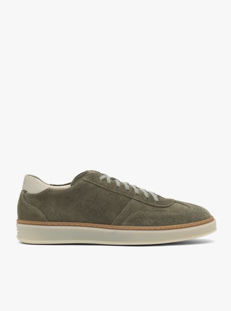 Olive-weiße Schnürhalbschuhe