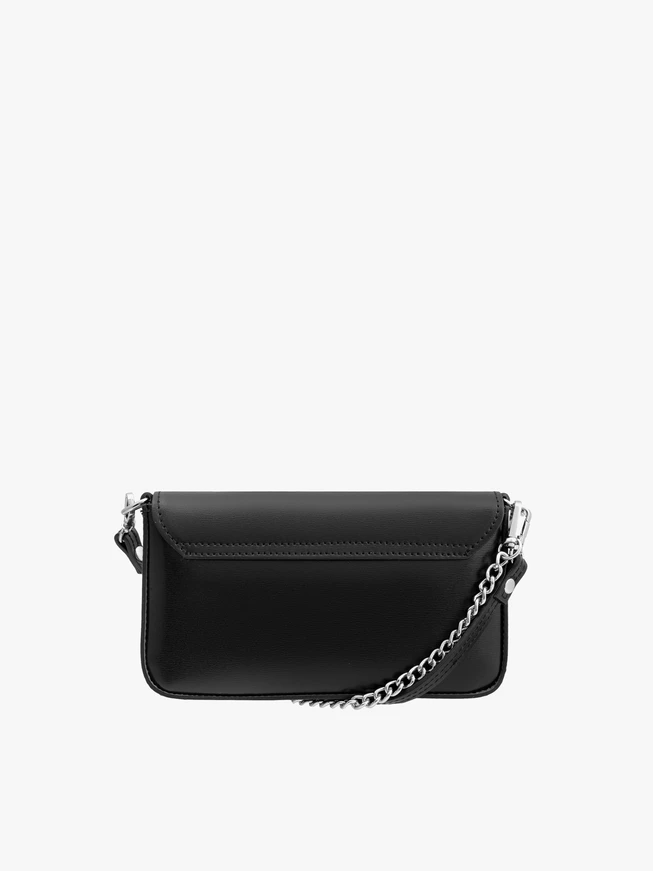 Schwarze elegante Clutch-Tasche mit Kette