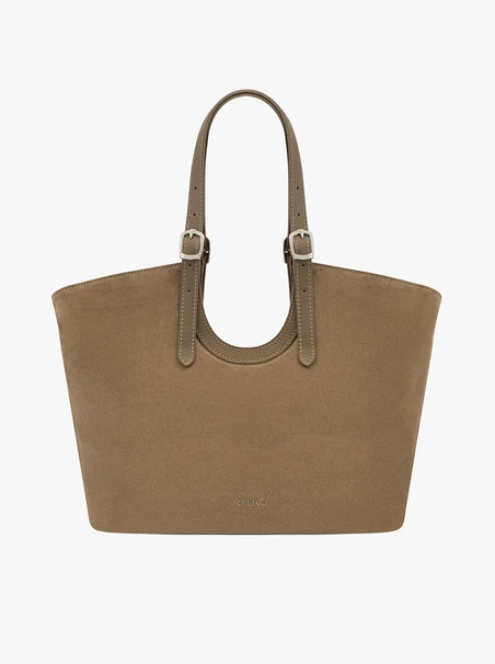Dunkelbeige große Shopper-Tasche