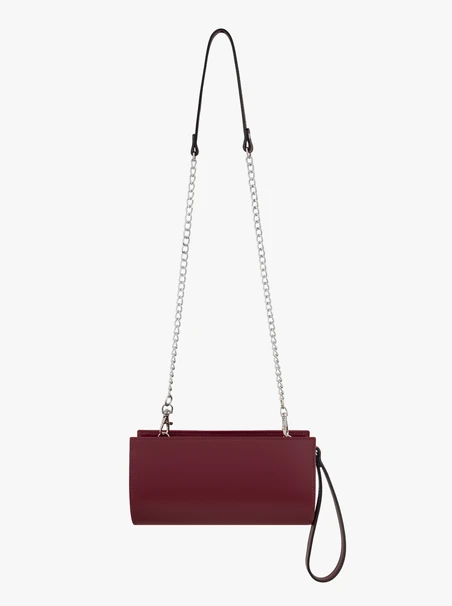 Kastanienbraune längliche Ketten-Clutch-Tasche