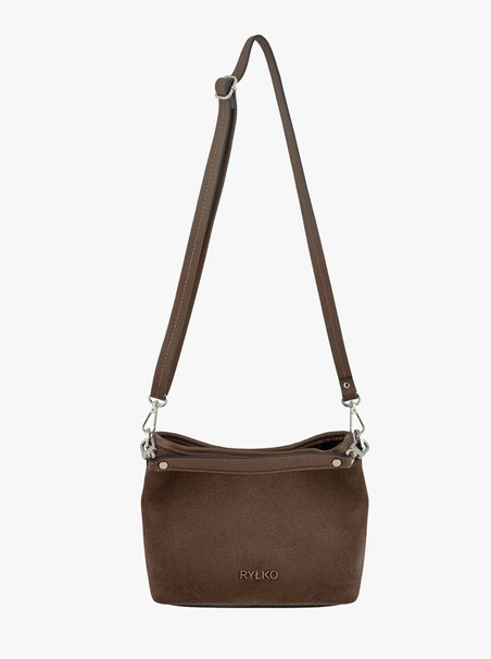Handtasche aus braunem Leder und Velours