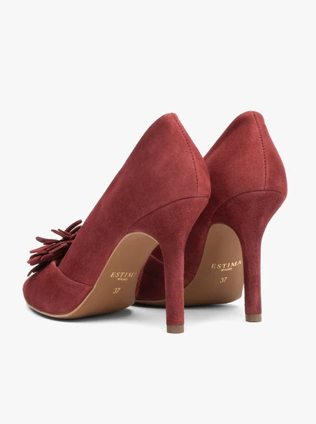 Kastanienbraune Blumen-Stiletto-Pumps