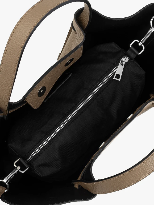 Dunkelbeige große Handtasche