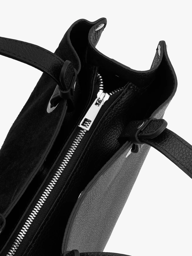 Handtasche aus schwarzem Leder und Velours