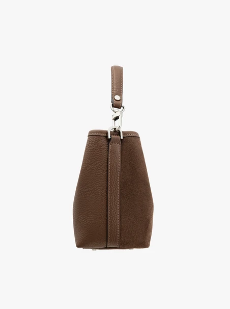 Handtasche aus braunem Leder und Velours