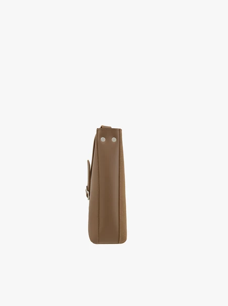 Dunkelbeige mittelgroße Tasche mit Schnalle