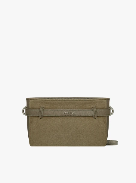 Kleine Lederhandtasche in Olive