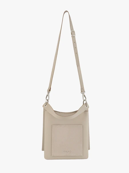 Beigefarbene Leder-Tragetasche