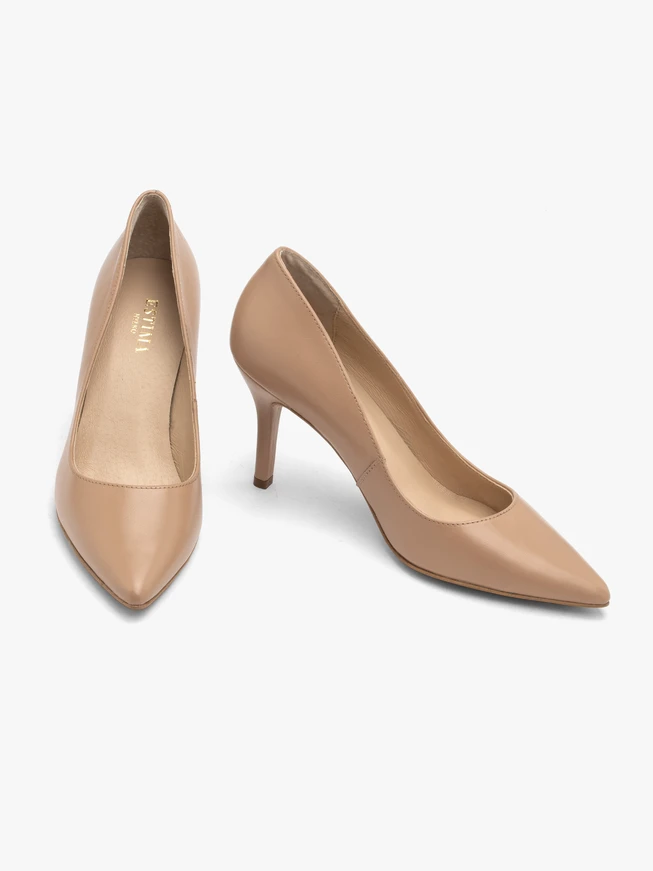 Beigefarbene Stiletto-Pumps