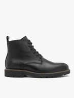 Schwarz genarbte Lederstiefel
