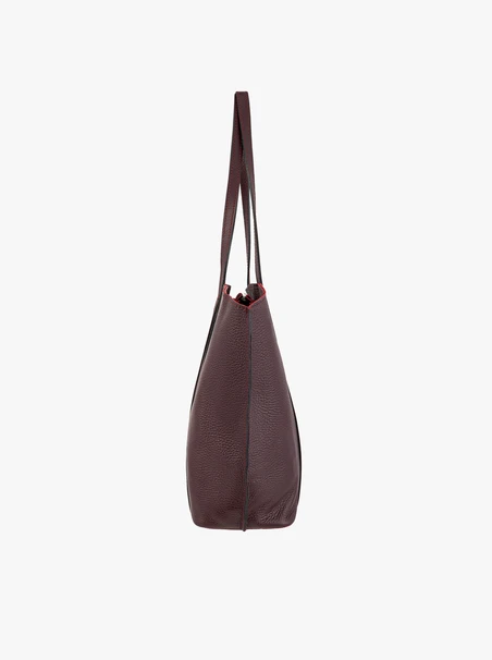 Kastanienbraune geräumige A4 Shopper-Tasche aus Vollnarbenleder