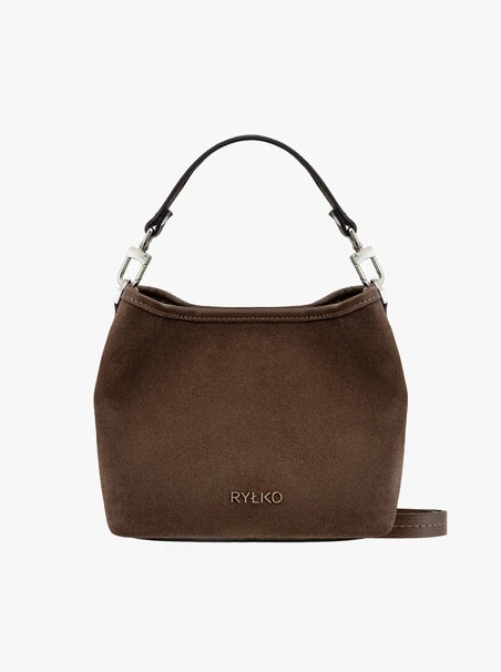 Handtasche aus braunem Leder und Velours