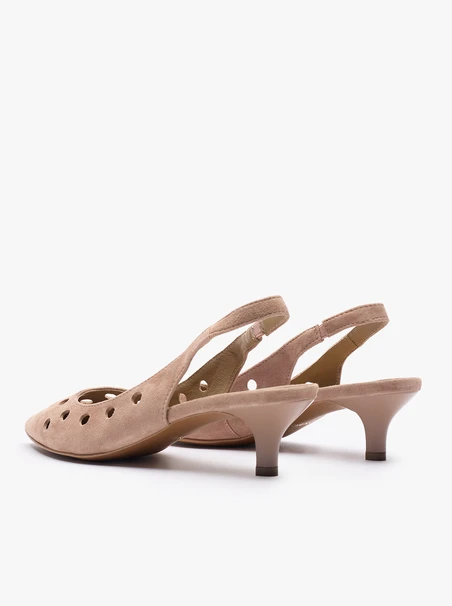 Dreckig rosafarbene Slingback-Pumps ohne Absatz mit Cut-out