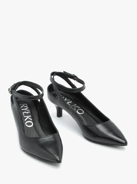 Schwarze Slingback-Pumps ohne Absatz