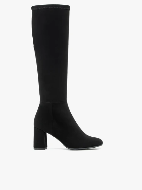Schwarze Stiefel mit flexiblem, breitem Schaft