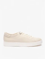 Beige Turnschuhe aus genarbtem Leder
