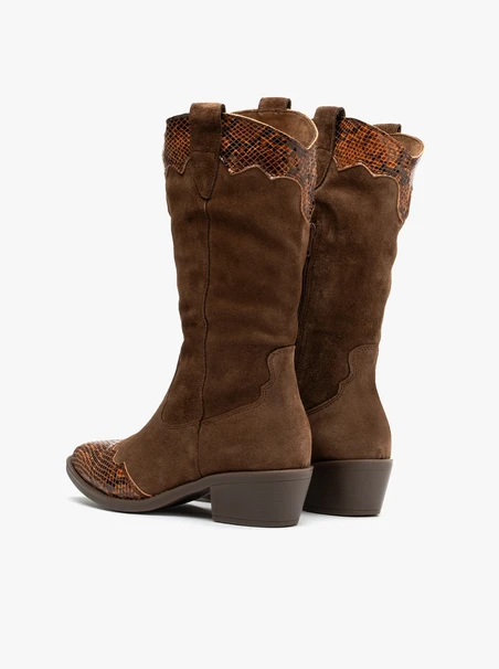 Braune Cowboystiefel mit Tiermotiv