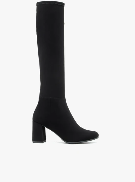 Schwarze Stiefel mit flexiblem, schmalem Schaft
