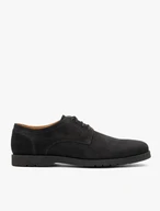 Schwarze Nubuk-Halbschuhe für Männer mit Perforationen auf dem Schaft