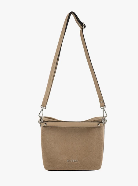 Beigefarbene Handtasche aus Leder und Velours