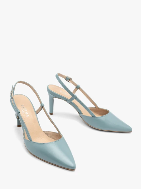Blaue Slingback-Pumps