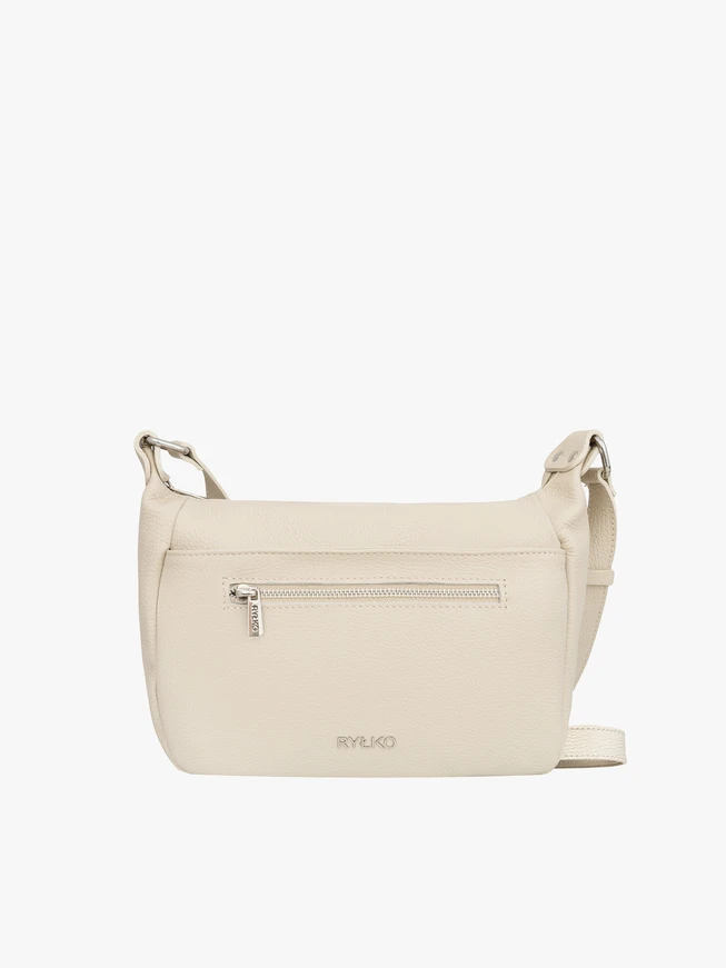 Cremefarbene Lederhandtasche