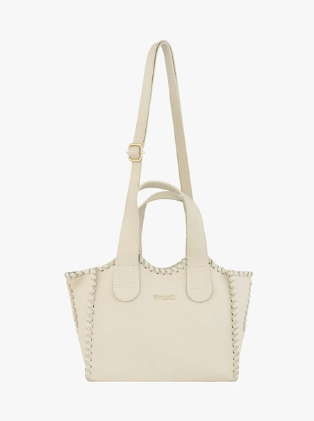 Cremefarbene Lederhandtasche