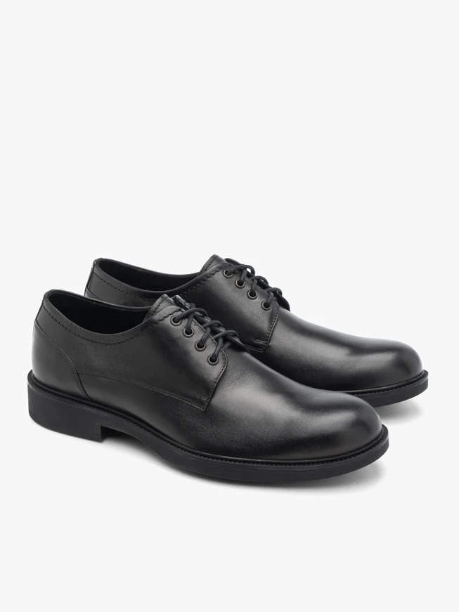 Schwarze Herren Schnürhalbschuhe aus Leder