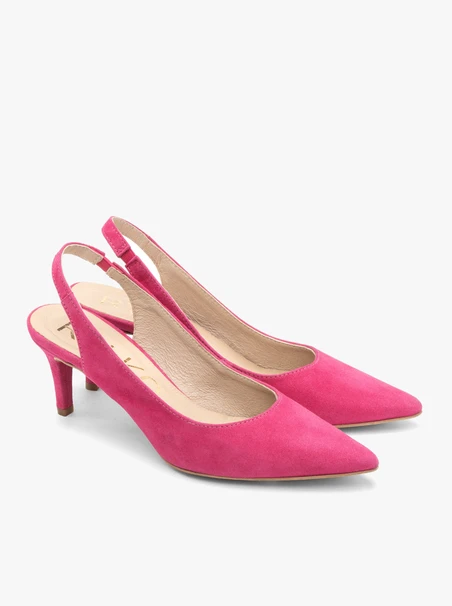 Fuchsiafarbene Slingback-Pumps