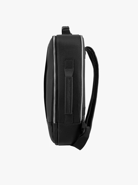Schwarzer Leder A4 Rucksack für Laptop Handgepäck