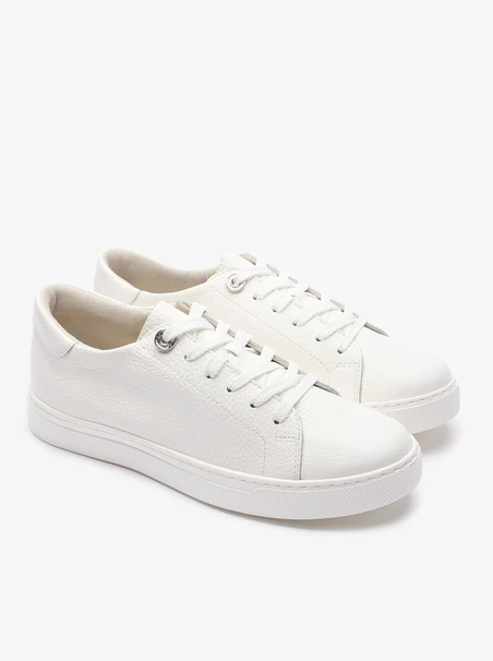 Damen Halbschuhe aus weißem Leder