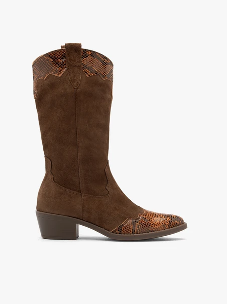 Braune Cowboystiefel mit Tiermotiv