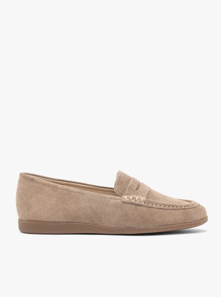 Mokassins aus sandfarbenem Veloursleder