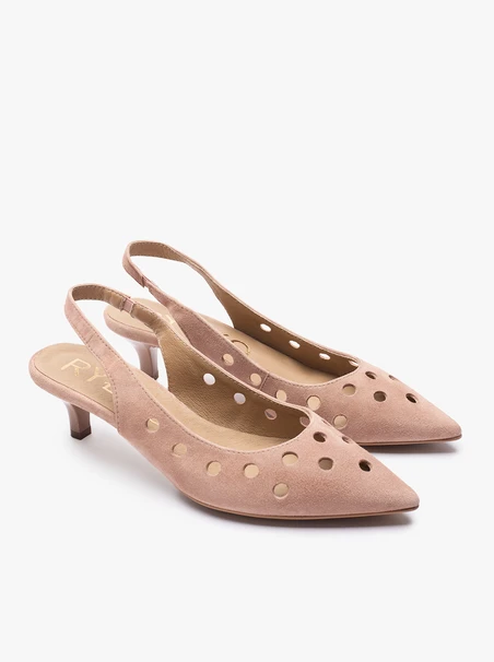 Dreckig rosafarbene Slingback-Pumps ohne Absatz mit Cut-out